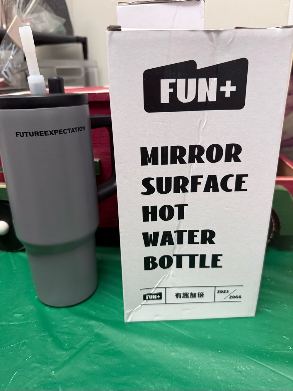FUN+ Mirror Surface Hot Water Bottle - Gray Tumbler
